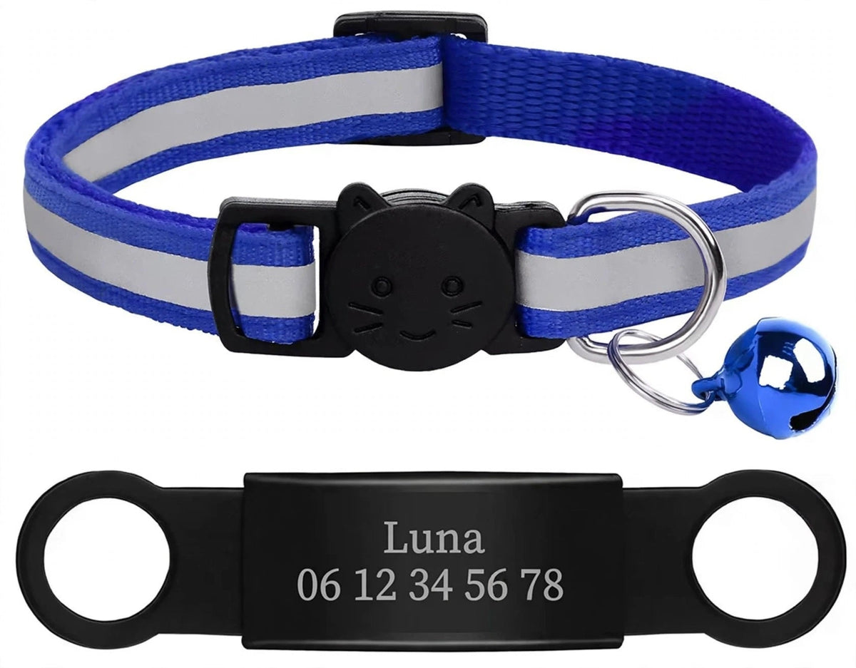 Collier chat bleu
